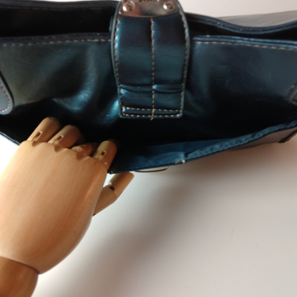 Vintage vegan dark turquoise handbag from 90s - Picture 11 of 11